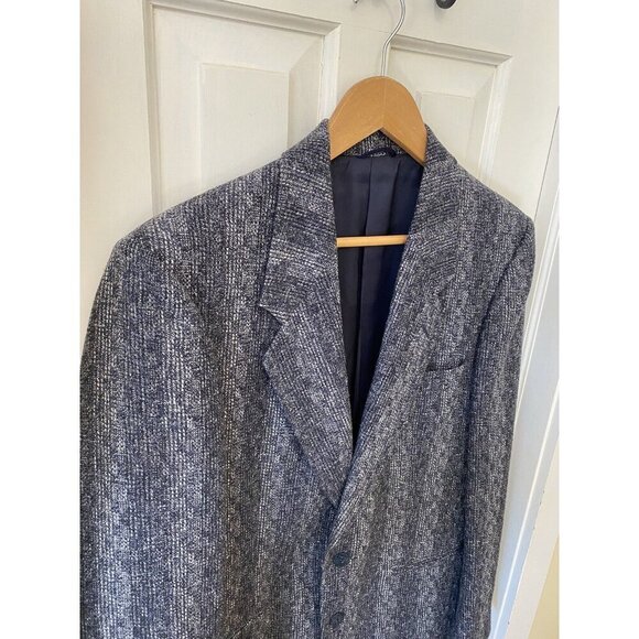 Veraci Vintage Men’s Wool Tweed Blazer Sz S Navy White Classic Academia Grandpa - Picture 6 of 16